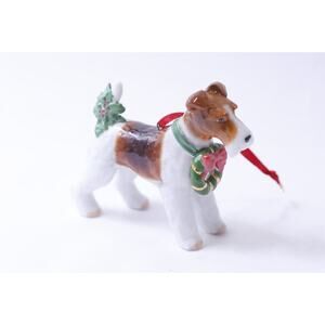 Wire Fox Terrier, Christmas Ornament, DNC Fine Porcelain, FHanging Figurine,